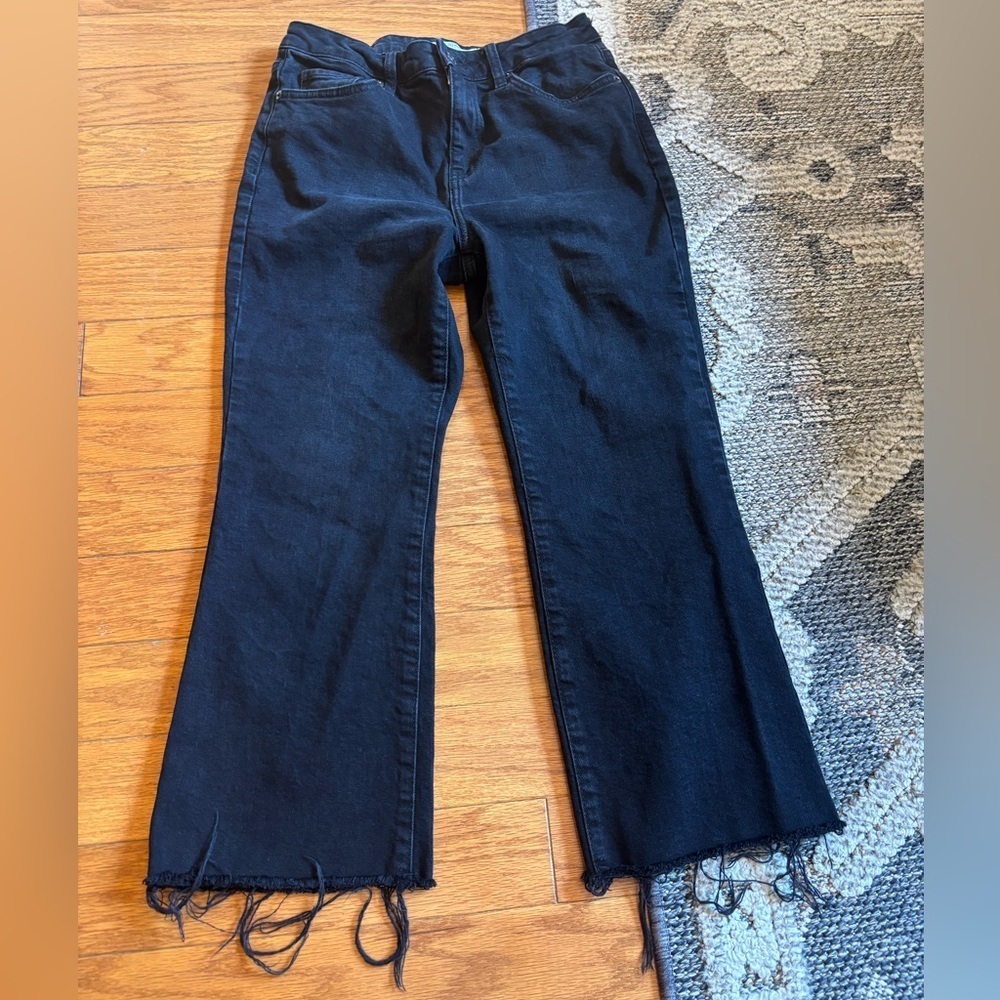 Topshop Moto Dree Black Cropped Kick Flare Jeans Womens Size 28